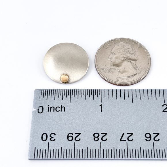 Vintage Sterling Silver 925 Round Disc Pendant with Gold Accent - Picture 5 of 6